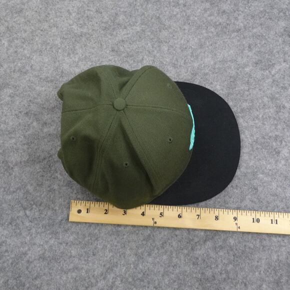 Fox Hat Snapback Cap Olive Military Green Aqua Fox Patch Wool Acrylic - Picture 8 of 11